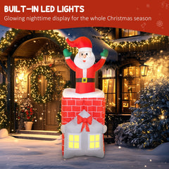 7FT Christmas Inflatable Santa in Chimney with LED Lights