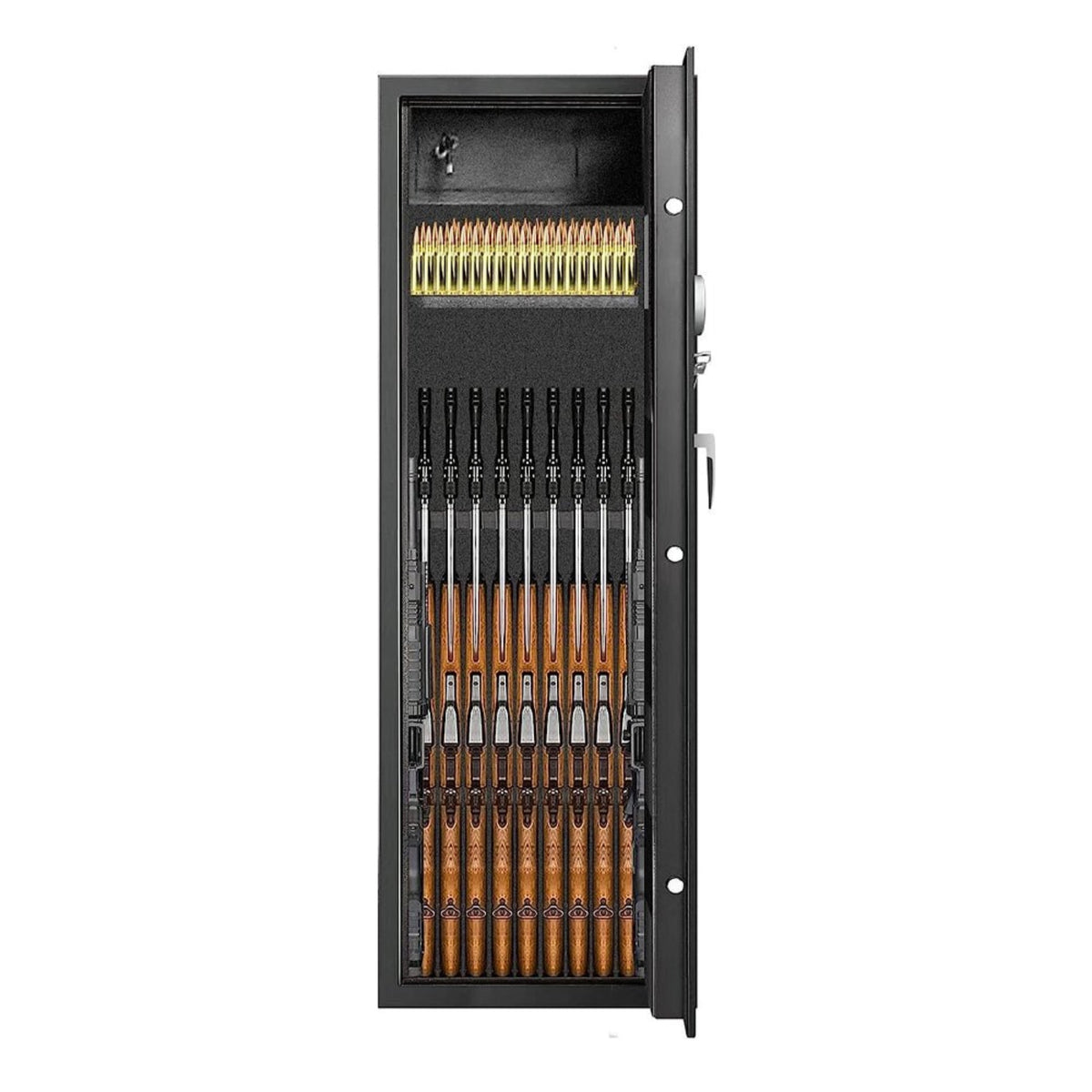 57" Heavy-Duty Anti-Theft Fireproof Biometric Gun Rifle Pistol Safe For Home, 11-12 Guns (SAK53816)