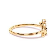 10K Yellow Gold 1/10 Cttw Diamond Leaf and Branch Ring (H-I Color, I1-I2 Clarity) - Ring Size 7