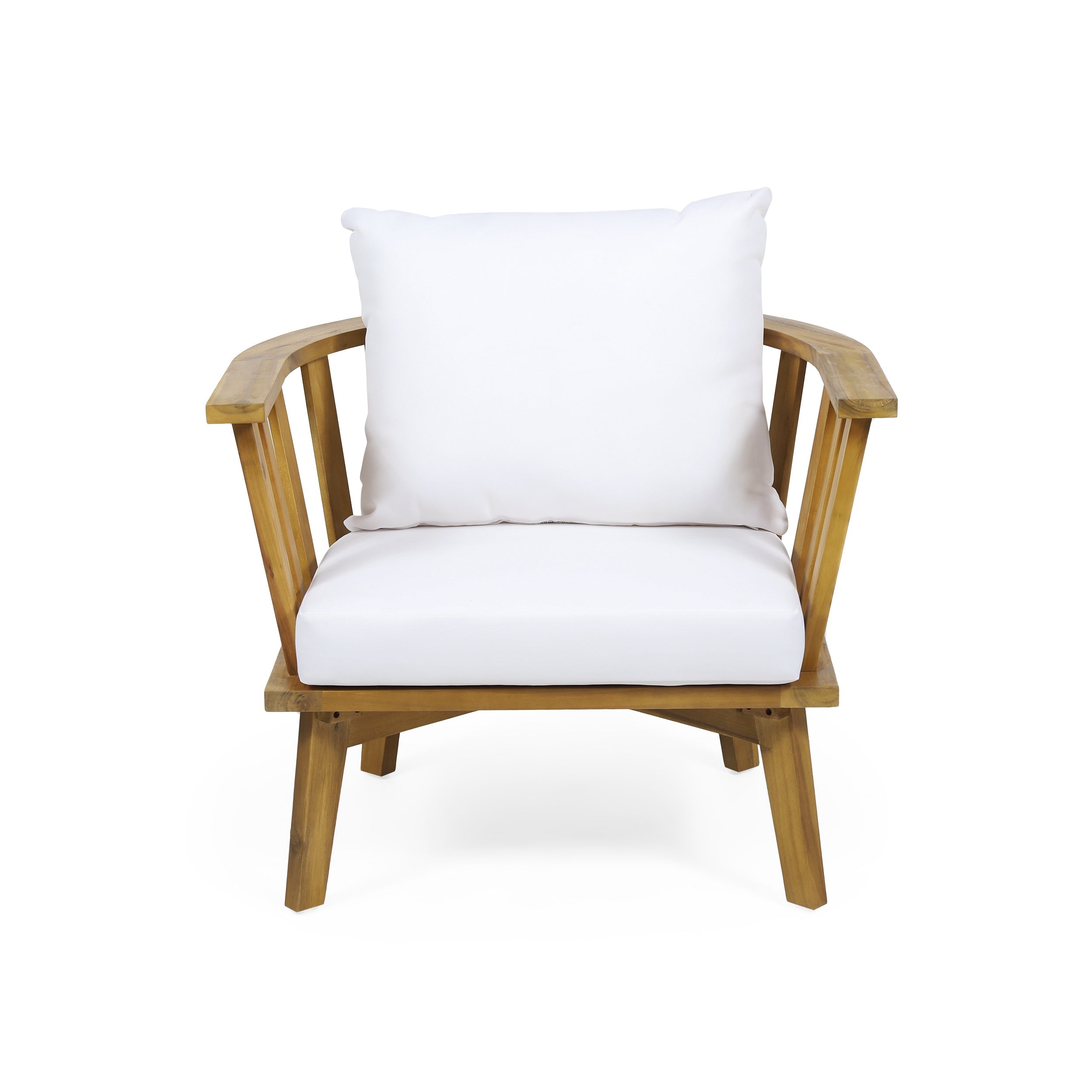 Set of 2 Outdoor Acacia Wood Patio Club Chairs
