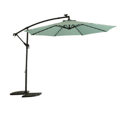 10ft Solar LED Offset Hanging Patio Umbrella (Light Green)