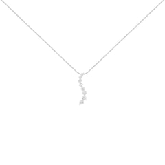 14K White Gold 3.0 Cttw Round-Brilliant & Baguette Cut Diamond S Shaped Graduated 18" Pendant Necklace (I-J Color, I2-I3 Clarity)