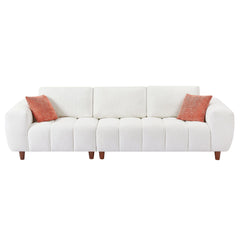 111.81 Inch Sectional Sofa Couch Fabric Couch in White