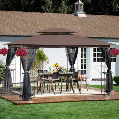 13 x 10 ft Patio Gazebo Tent with Ventilated Double Roof and Mosquito Net