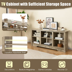 58 Inch TV Stand with 6 Open Storage Shelves for TVs up to 65 Inches