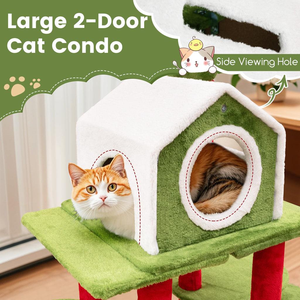 58 Inch Tall Cat Tree Tower Multi-level Pet Climbing and Jumping Tower Furniture with Condos