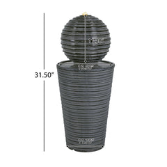 31.5' Tall Striped Concrete Column Fountain with LED Light - Gray Concrete Design