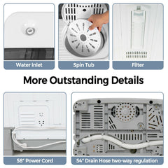 2-in-1 Portable 22lbs Capacity Washing Machine with Timer Control