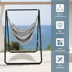 Hanging Padded Hammock Chair with Stand and Heavy Duty Steel
