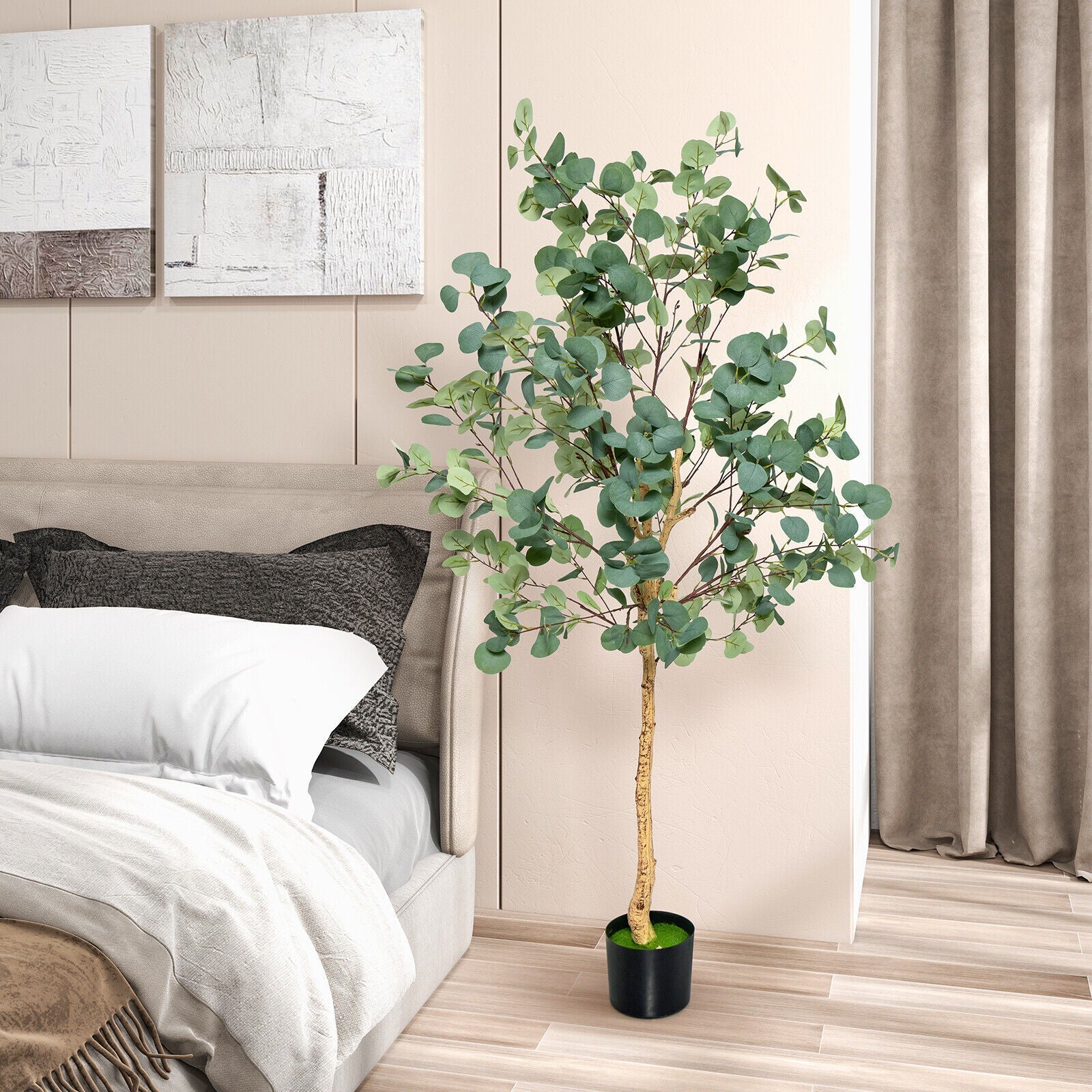 5.5 Feet Artificial Eucalyptus Tree with 517 Silver Dollar Leaves-1 Pack