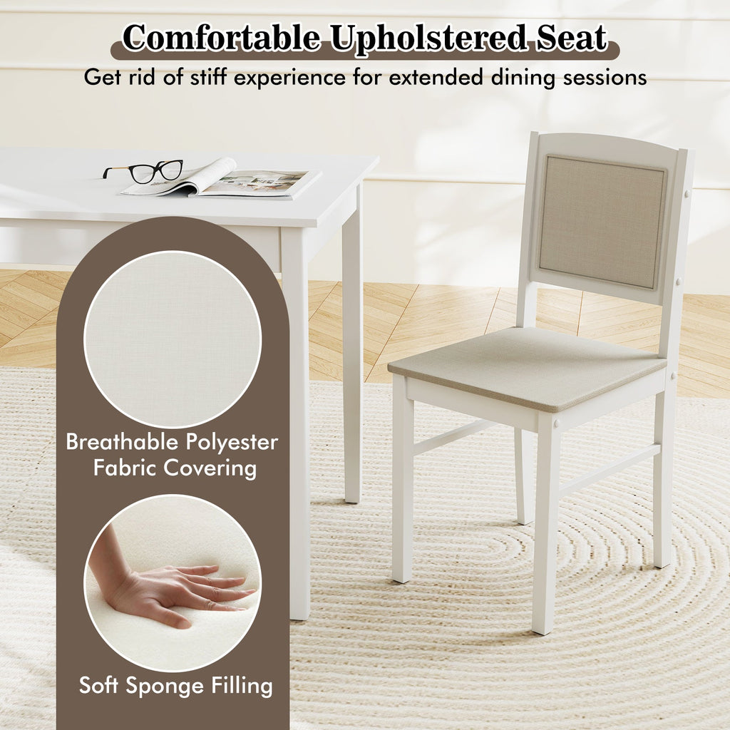 5-Piece Dining Set for 4 with Rubber Wood Legs for Small Dining Room-Beige
