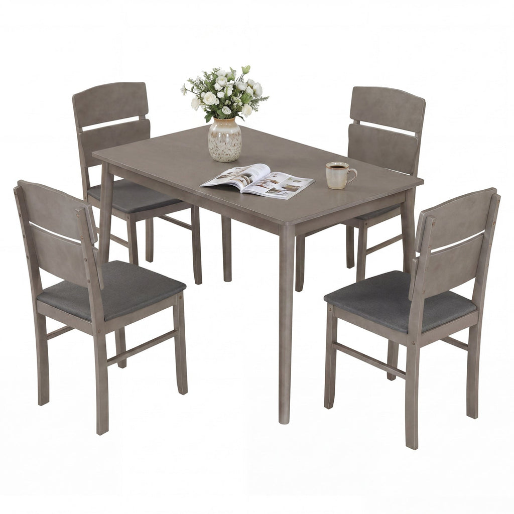 5-Piece Dining Table Set with High Curved Back Chairs
