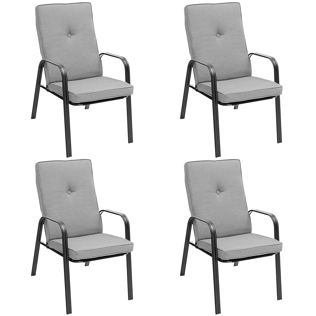 5 Pieces Outdoor Dining Set with 4 Stackable Chair and High-Back Cushions