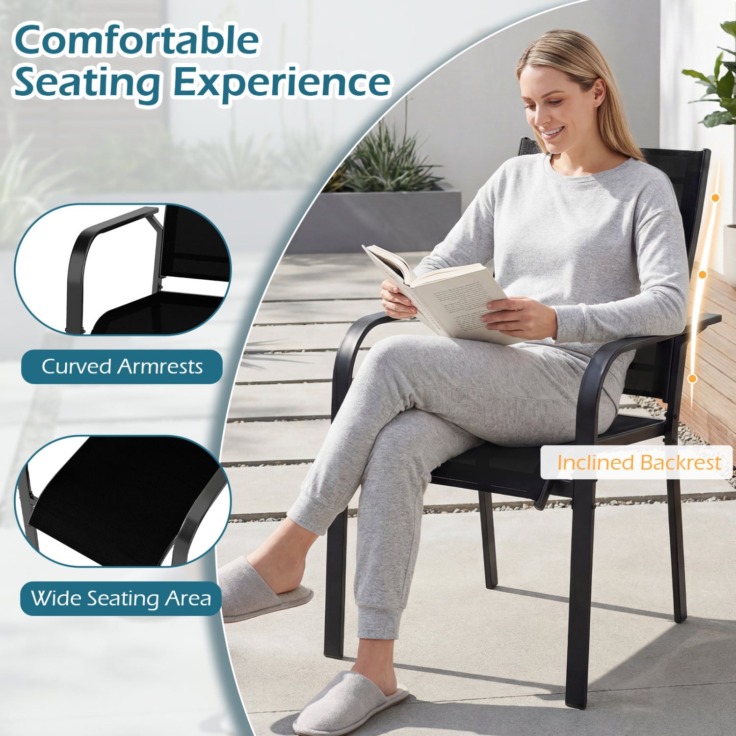 5 Pieces Patio Dining Set for 4 42.5 inch Outdoor Round Metal Table