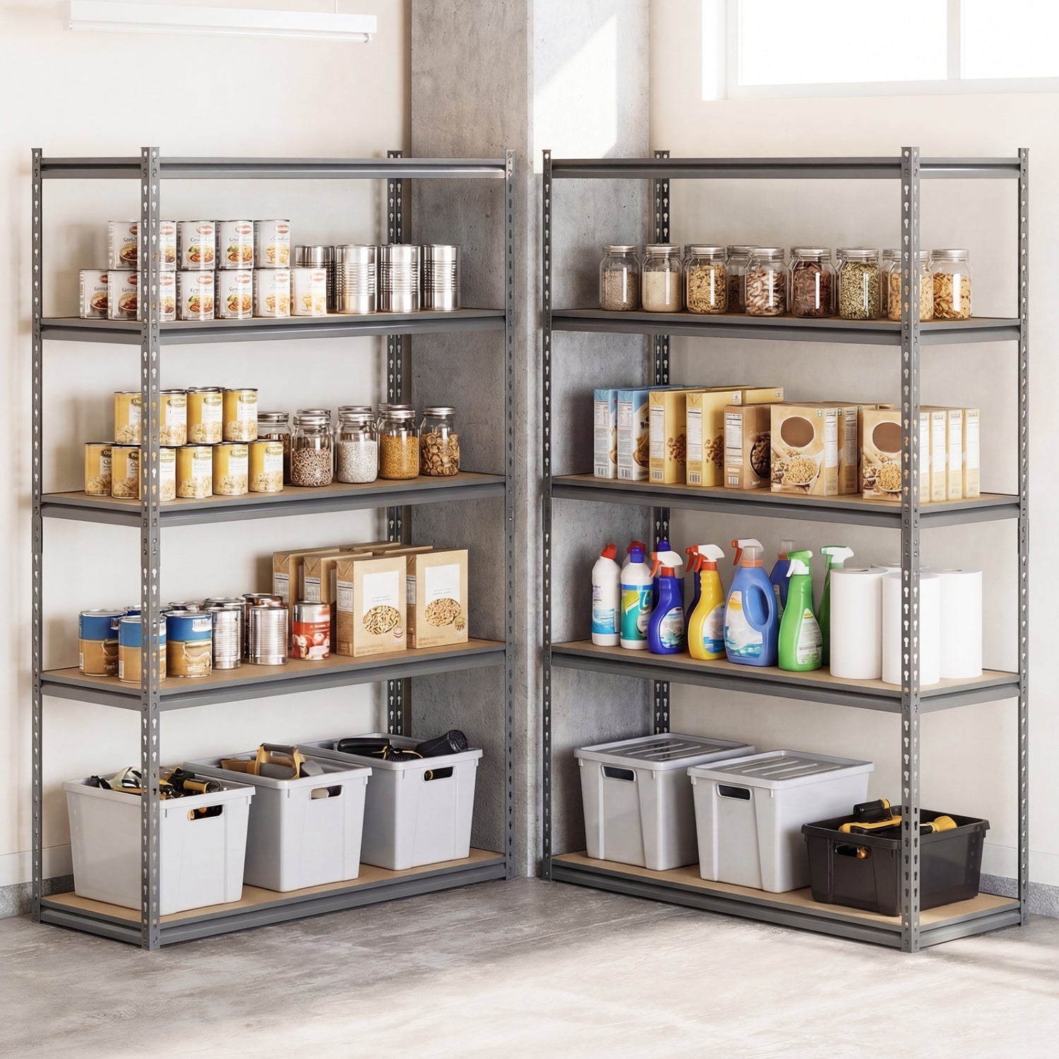 5-Tier Garage Shelving Unit 2200 LBS Metal Storage Shelves Adjustable Utility Rack for Warehouse