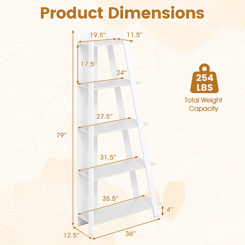 5-Tier Vertical Bookshelf for Small Spaces, 79" Tall