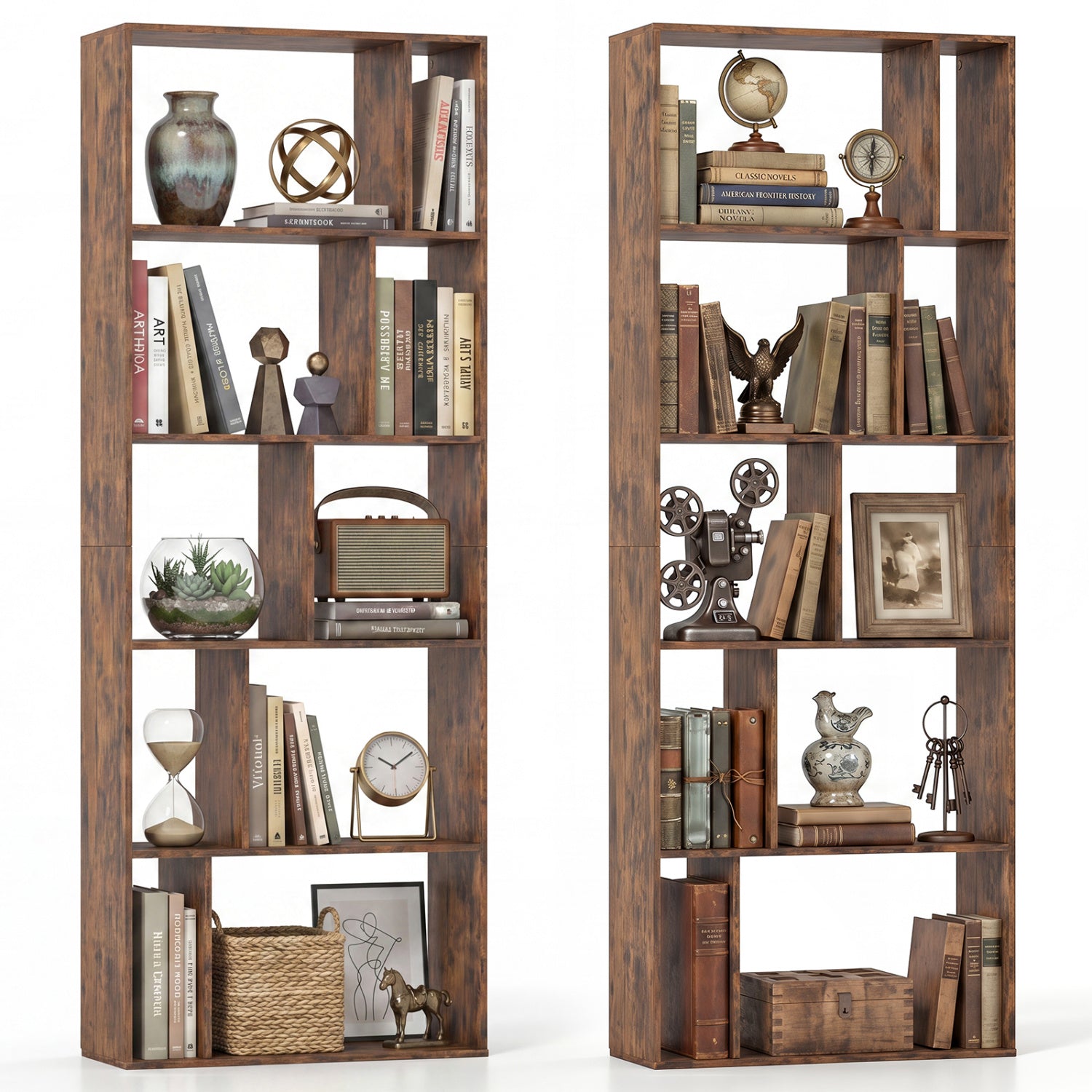 5-Tier Bookshelf with Open Back and Anti-Tipping Kit