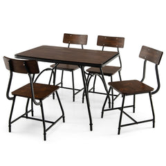 5 Piece Rectangular Dining Table Set with Metal Frame