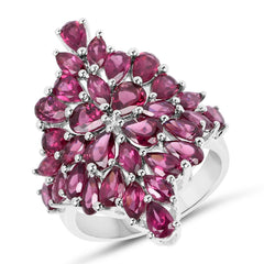 7.52 Carat Genuine Rhodolite .925 Sterling Silver Ring