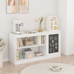 3 In 1 Bookshelf And Toy Storage Cabinet With Chalkboard, Organizer For Playroom Featuring And Spacious Storage - White