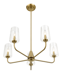 Dazzle Five Lights Chandelier With Clear Seeded Glass - Satin Brass