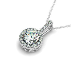 14k White Gold Diamond Halo Round Style Pendant (5/8 cttw)