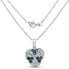 2.73 Carat Genuine Blue Sapphire and Aquamarine .925 Sterling Silver Pendant
