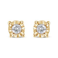 10K Yellow Gold Plated .925 Sterling Silver 1/10 Cttw Round Brilliant-Cut Diamond Miracle-Set Stud Earrings (J-K Color, I3 Clarity)