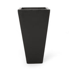 13' Outdoor Modern MGO Small Cast Stone Planter, Black