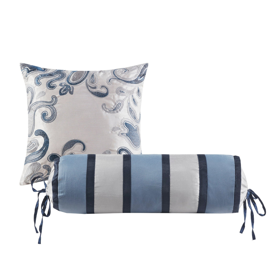12 Piece Comforter Set with Cotton Bed Sheets Navy Cal King