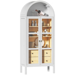 Modern Arched Cabinet with Glass Doors and Auto Sensor Light