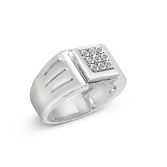 .925 Sterling Silver Diamond Accent Miracle-Set 9 Stone Ridged Band Gentlemen's Fashion Ring (I-J Color, I3 Clarity) - Size 10