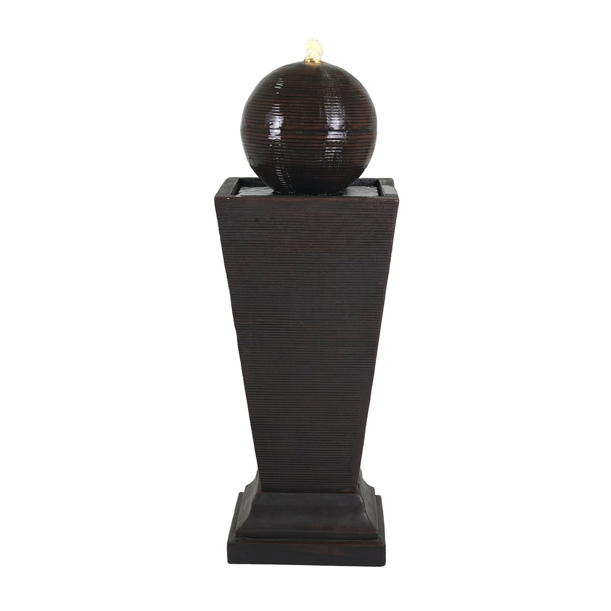 35.5' Dark Brown Concrete Tall Column Fountain with LED Lights