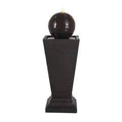 35.5' Dark Brown Concrete Tall Column Fountain with LED Lights