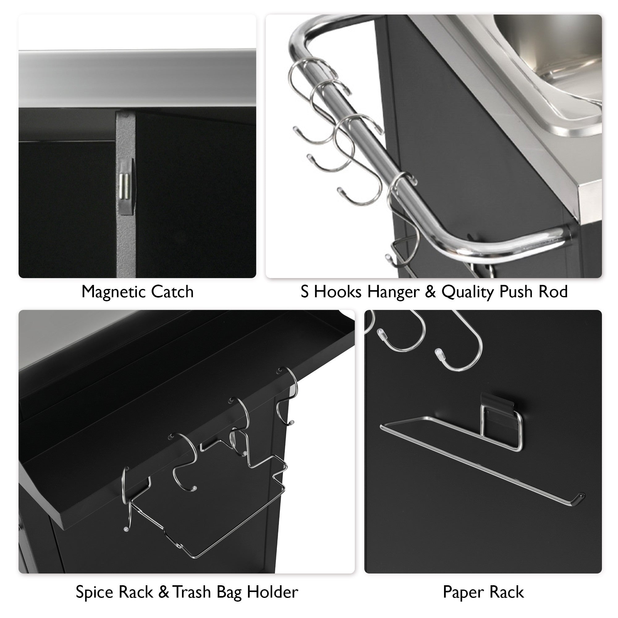 K&K 55.5' Outdoor Kitchen Island with 304 Stainless Steel Sink
