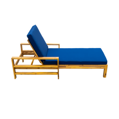 Acacia Wood Adjustable Backrest Outdoor Lounge Chair