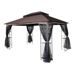 13 x 10 ft Patio Gazebo Tent with Ventilated Double Roof and Mosquito Net