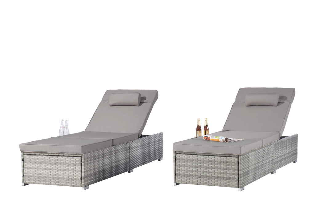 Outdoor Chaise Lounge Chair Set of 2 with Patio Pool Chairs Tanning Lounges