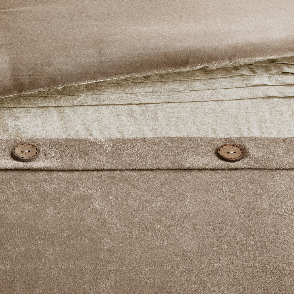 7 Piece Faux Suede Comforter Set Tan Cal King