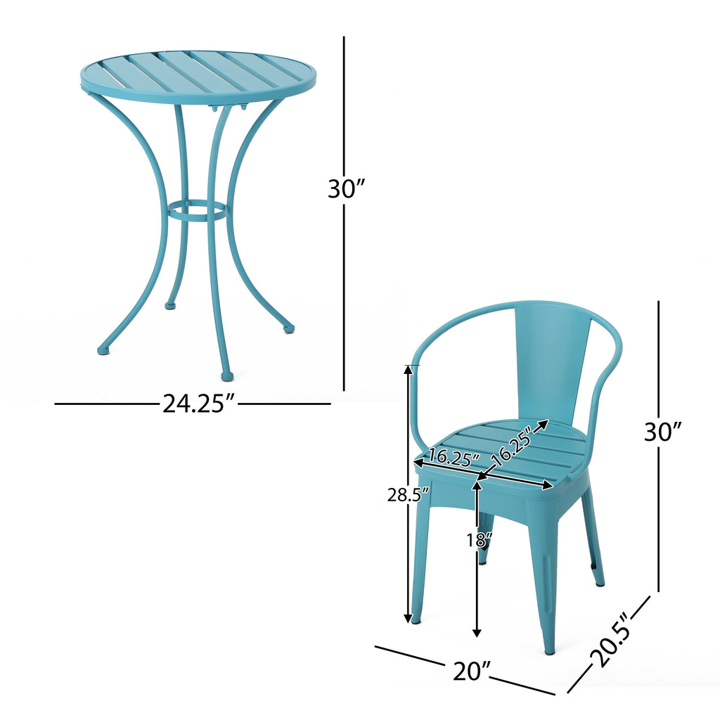 Yearn 3-Piece Bistro Set with Table and 2 Chairs, Blue