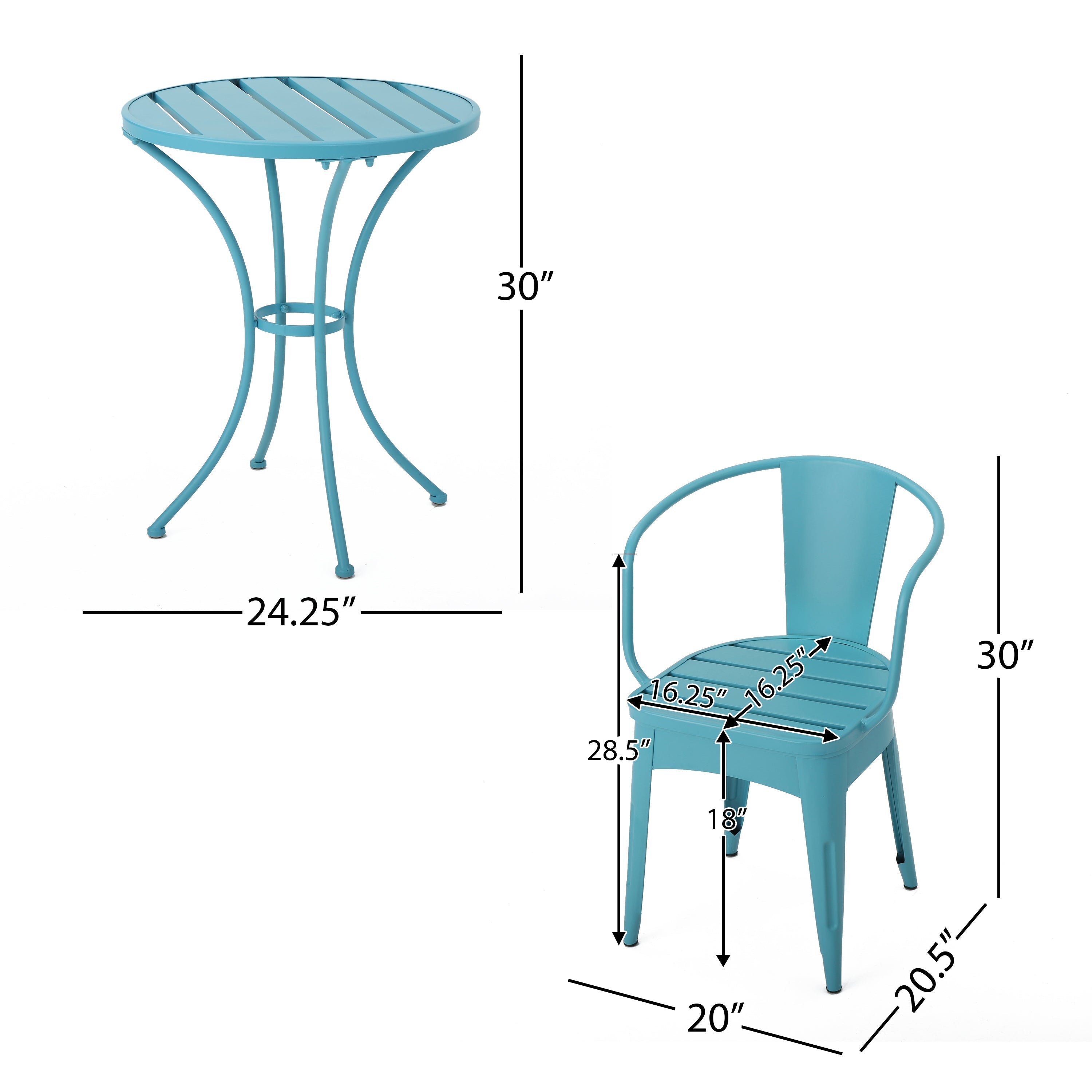 Yearn 3-Piece Bistro Set with Table and 2 Chairs, Blue