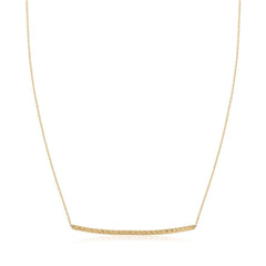 14k Yellow Gold Thin Textured Bar Necklace