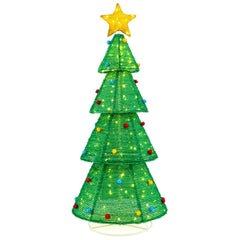 6.2 Feet Collapsible Christmas Tree with 200 Built-in LED Lights and Top Star Decoration