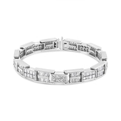 14K White Gold 10 5/8 Cttw Diamond Panel Link Bracelet  - 7" Inches