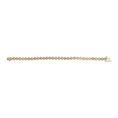 14K Yellow Gold Plated .925 Sterling Silver 1/10 Cttw Diamond Open Circle Beaded Wheel Link Tennis Bracelet (I-J Color, I3 Clarity) - 7.25"