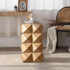 23.62" Height Three-Dimensional Embossed Pattern Wooden Nightstand