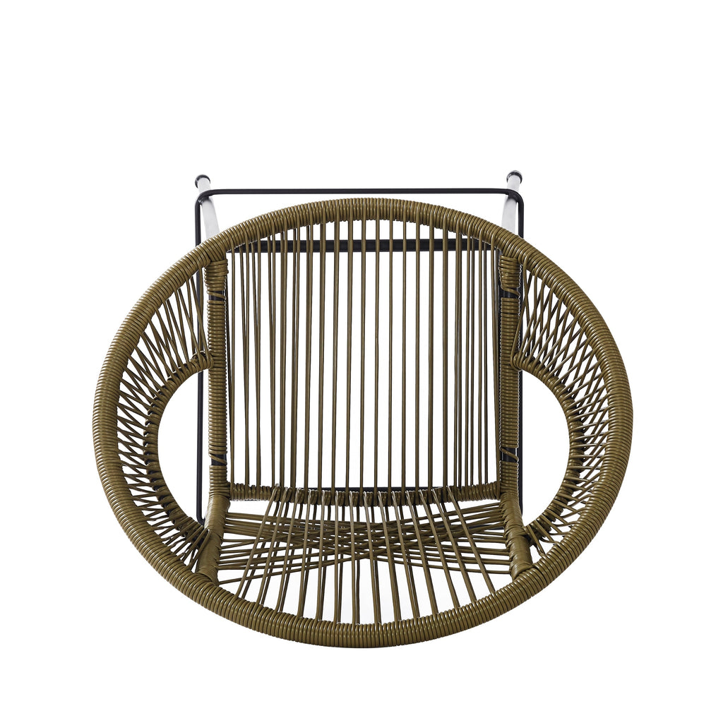 Ferrara Outdoor Patio Green Faux Wicker Barstool Set