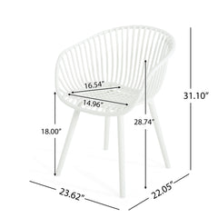 Modern Mykonos Outdoor Dining Chairs Set of 2 with Weather-Resistant White Plastic Resin
