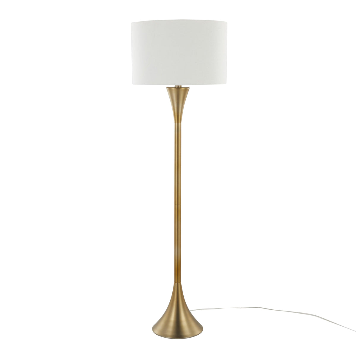 Lenuxe 65" Contemporary Metal Floor Lamp in Gold Metal with White Linen Shade