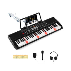61 Keys Portable Keyboard for Beginners Electric Piano Keyboard Kit with 200 Rhythms and 200 Tones-Black